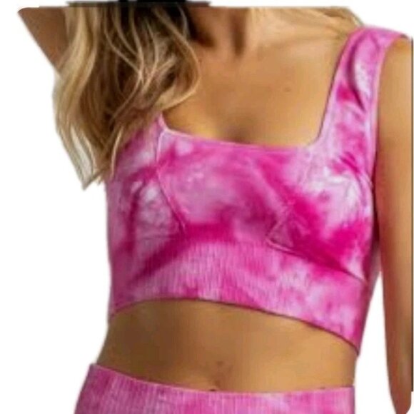 Free People Movement Good Karma Bra Pink Tie Dye Square Neck Size XS/S - Picture 1 of 6